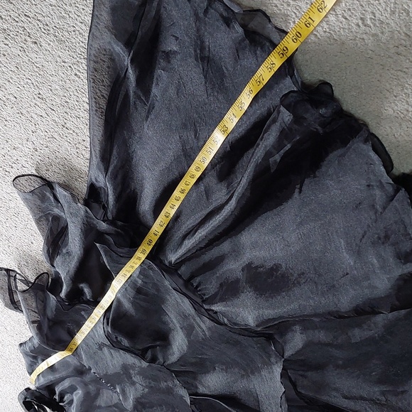 Lulu's Black Tiered Organza Halter Maxi Dress Sz L - Picture 15 of 17